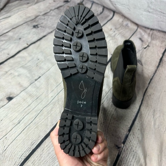 Joie Suede Boots Women’s Size 7 Combat Slip-On Green Heeled Boots - Picture 3 of 8